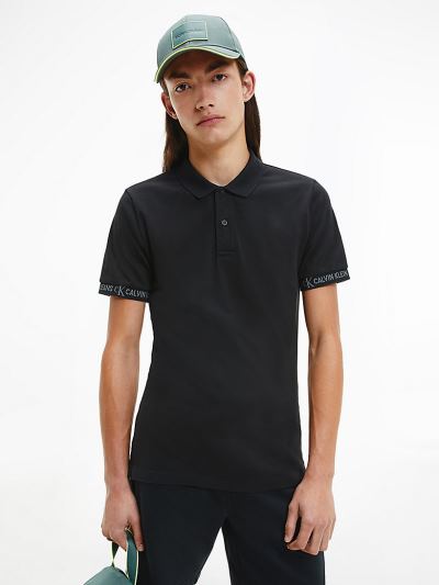Calvin Klein Ruhák HU812950 | Calvin Klein Slim Logo Cuff Férfi Pólóing Fekete